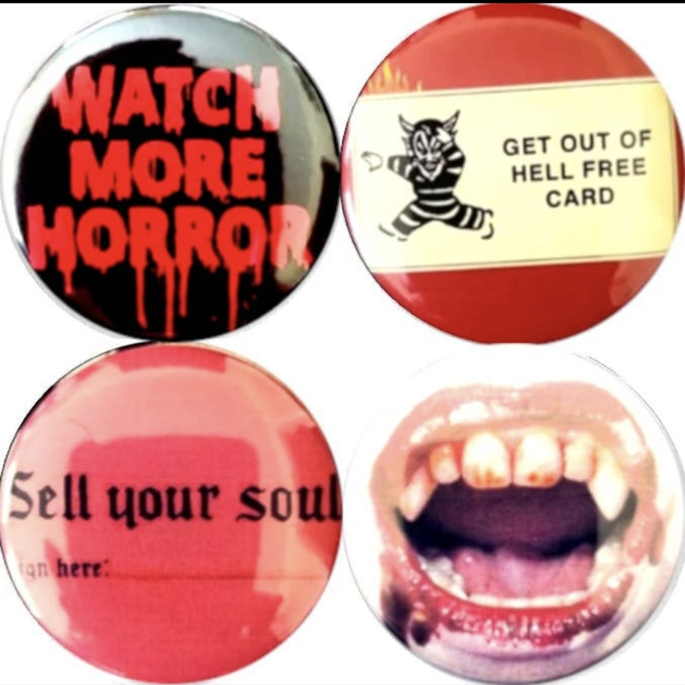 Watch horror goth set of 4 New Large 2.25" inch pins buttons badges